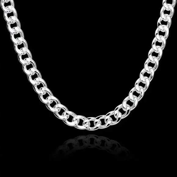 Awesome 22 Inch Open Cuban Link Chain 10mm Wide, Stamped 925 Sterling Silver - Picture 3 of 7